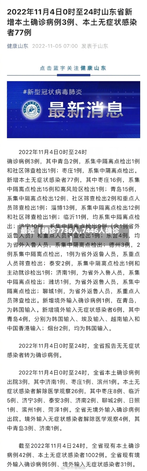 最近【确诊7736人,7446人确诊】